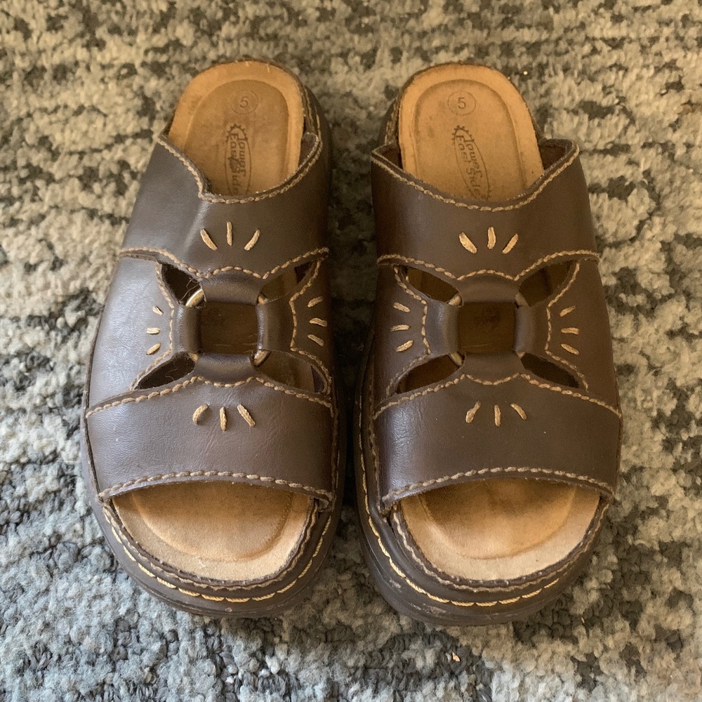 Vtg 90s Lower East side platform ring boho fisherman Y2K sandals sz 5